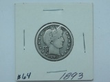 1893 BARBER QUARTER VG