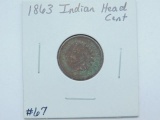 1863 INDIAN HEAD CENT (CORRODED) AU