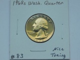 1968S WASHINGTON QUARTER (NICE TONING) PF