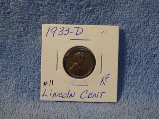 1933D LINCOLN CENT XF