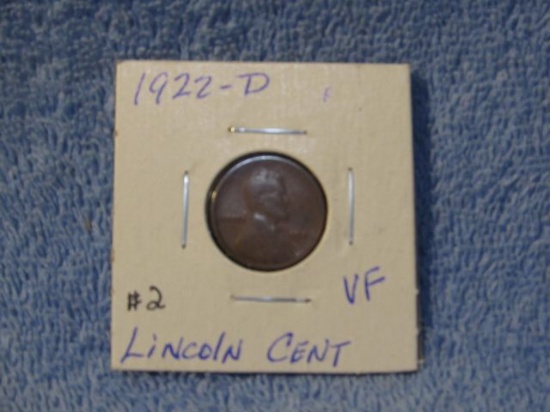 1922D LINCOLN CENT VF