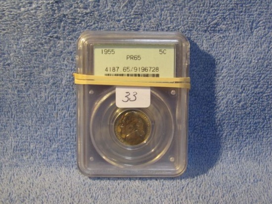 1955 PCGS PR65, 1956 PCGS PR67, JEFFERSON NICKELS (2-COINS)