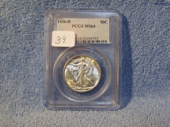 1936D WALKING LIBERTY HALF PCGS MS64