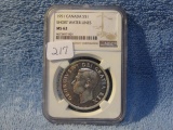 1951 CANADIAN SILVER DOLLAR NGC MS62 SHORT WATER LINES