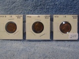 1930D,32,33, LINCOLN CENTS (3-COINS) BU