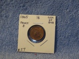 1865 FANCY-5 INDIAN HEAD CENT BU RB