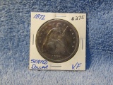 1872 SEATED DOLLAR VF