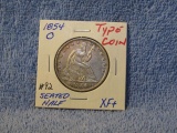 1854O SEATED HALF WITH ARROWS XF+