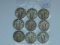 9 DIFFERENT STANDING LIBERTY QUARTERS 1925-30S VG-VF