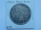 1922D PEACE DOLLAR (DARK TONING) XF