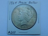 1924 PEACE DOLLAR (TONING) AU