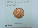 1970S SMALL DATE LINCOLN CENT BU RED