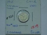 1915 CHILE SILVER 5-CENTAVOS BU