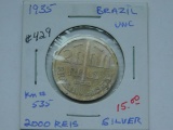 1935 BRAZIL SILVER 2000 REIS BU