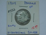 1904 PANAMA SILVER 10-CENTESIMOS VF