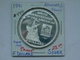 1991 BAHAMAS SILVER $5. COIN PF