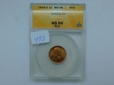 1945D LINCOLN CENT ANACS MS66 RED