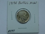 1919D BUFFALO NICKEL (2-FEATHER VARIETY) VG