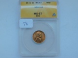 1940 LINCOLN CENT ANACS MS67 RED (RARE GRADE) GREYSHEET PRICE $95.