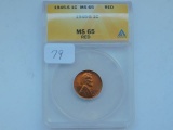 1945S LINCOLN CENT ANACS MS65 RED