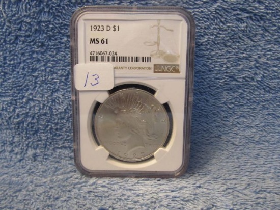 1923D PEACE DOLLAR NGC MS61