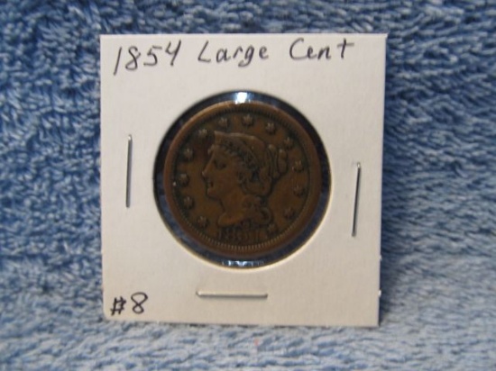 1854 LARGE CENT VF