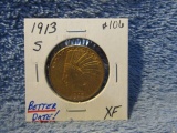 1913S $10. GOLD INDIAN XF