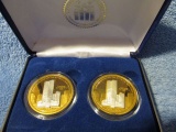 2 U.S. TRADE TOWER COINS WITH SILVER TOWERS