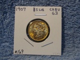 1907 $5. LIBERTY HEAD GOLD PIECE (NICE) BU