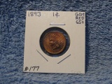 1893 INDIAN HEAD CENT (SHARP) BU RED