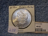 1878CC MORGAN DOLLAR BU W/NGC MS62 STICKER