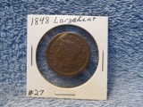 1848 LARGE CENT VF