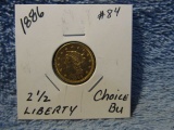 1886 $2.50 LIBERTY GOLD 4,000 MINTED BU