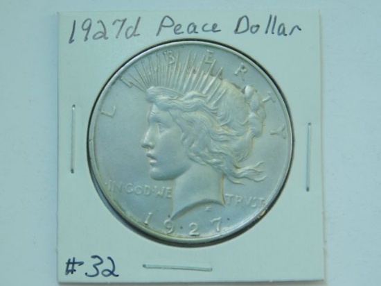 1927D PEACE DOLLAR AU