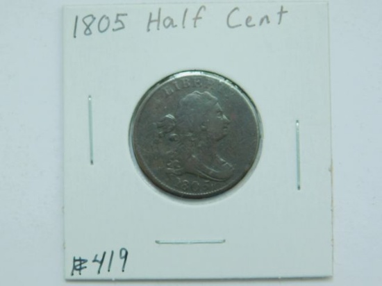 1805 HALF CENT F+