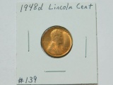 1948D LINCOLN CENT BU RED