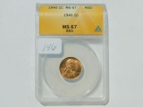 1940 LINCOLN CENT ANACS MS67 RED (RARE GRADE) GREYSHEET LIST $95.