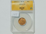 1944S LINCOLN CENT ANACS MS66 RED