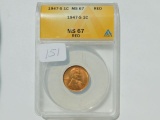 1947S LINCOLN CENT ANACS MS67 RED (RARE GRADE) GREYSHEET LIST $170.