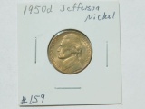 1950D JEFFERSON NIKEL (KEY DATE) NICE TONING BU