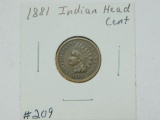 1881 INDIAN HEAD CENT VF