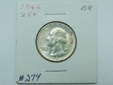 1956 WASHINGTON QUARTER BU