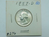 1957D WASHINGTON QUARTER BU