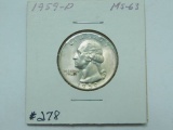 1959D WASHINGTON QUARTER BU