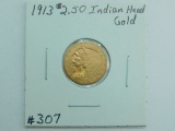 1913 $2.50 INDIAN HEAD GOLD PIECE BU