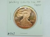 WALKING LIBERTY 1-OZ. .999 COPPER ROUND BU