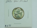 1943S JEFFERSON WAR NICKEL BU FS