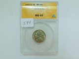 1943D JEFFERSON WAR NICKEL ANACS MS65