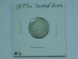 1877CC SEATED DIME VF+