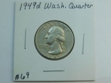 1949D WASHINGTON QUARTER AU